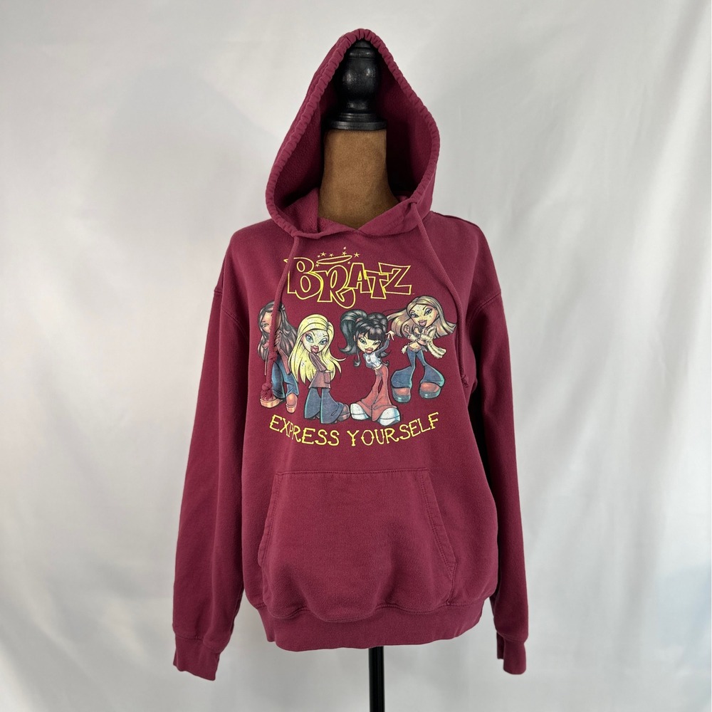 Bratz Hoodie Women XL Burgundy Good Express Yourself Graphic Y2K LH42307HO